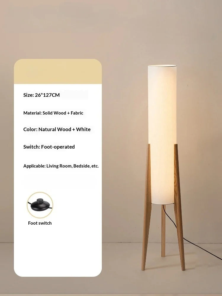 Wabi-sabi Style Wooden Antique-style Floor Lamp Bedroom Living Room Sofa-side Living Room Floor Lamp Indoor Home Decor Fixture