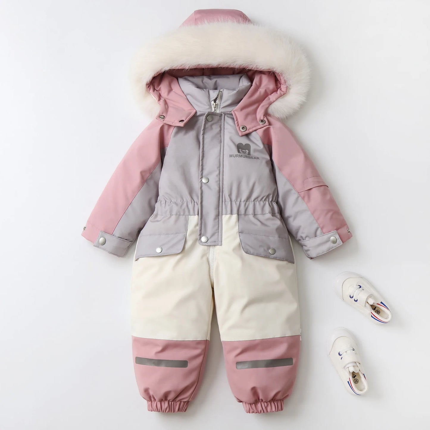 MILANCEL Winter Childrens Clothes Snowsuit Boys Fur Lining Overalls Thicken Kids Snowsuit Hooded Ski Suit Girls Warm Jumpsuit