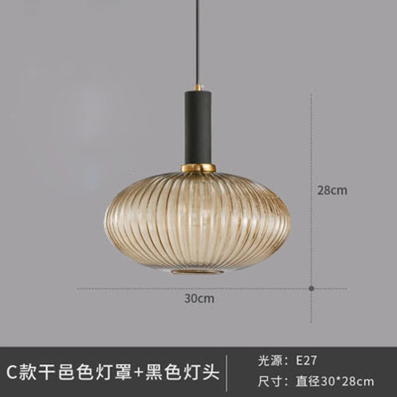 Dropshipping Glass Striped Pendant Lights Nordic Loft Dining Room Kitchen Fixtures Ceiling Pendant Lamp Home Decor Hanging Lamp