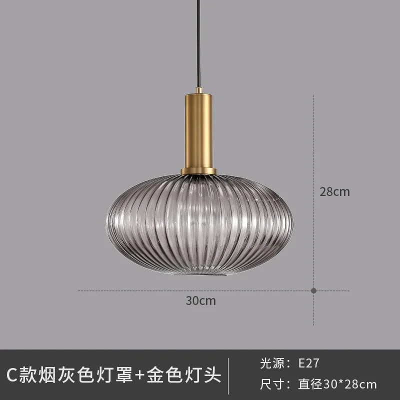 Dropshipping Glass Striped Pendant Lights Nordic Loft Dining Room Kitchen Fixtures Ceiling Pendant Lamp Home Decor Hanging Lamp