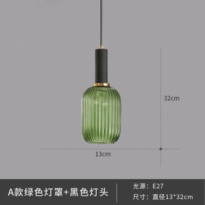 Dropshipping Glass Striped Pendant Lights Nordic Loft Dining Room Kitchen Fixtures Ceiling Pendant Lamp Home Decor Hanging Lamp