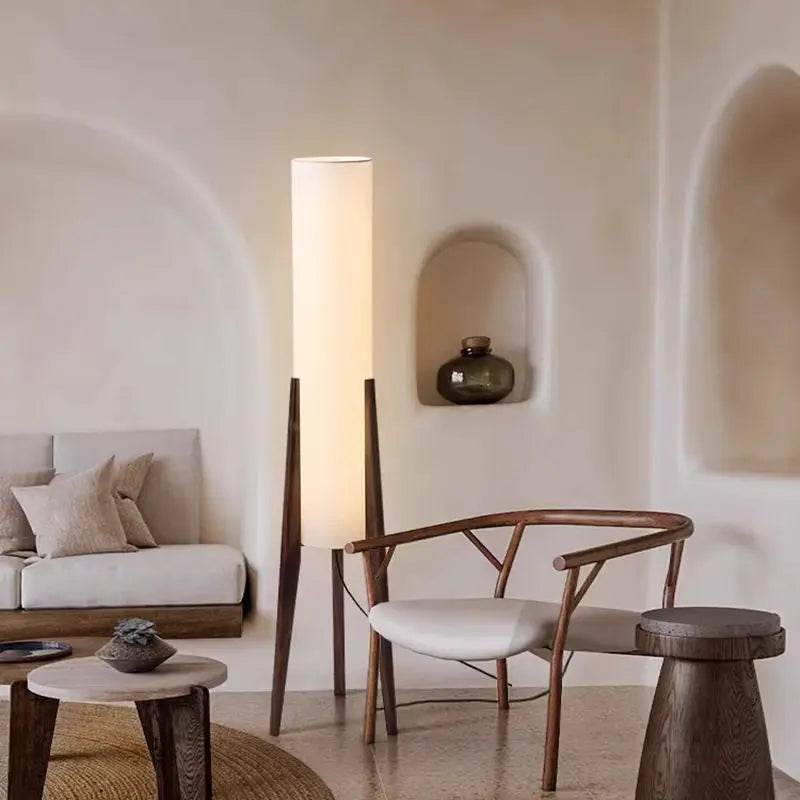 Wabi-sabi Style Wooden Antique-style Floor Lamp Bedroom Living Room Sofa-side Living Room Floor Lamp Indoor Home Decor Fixture