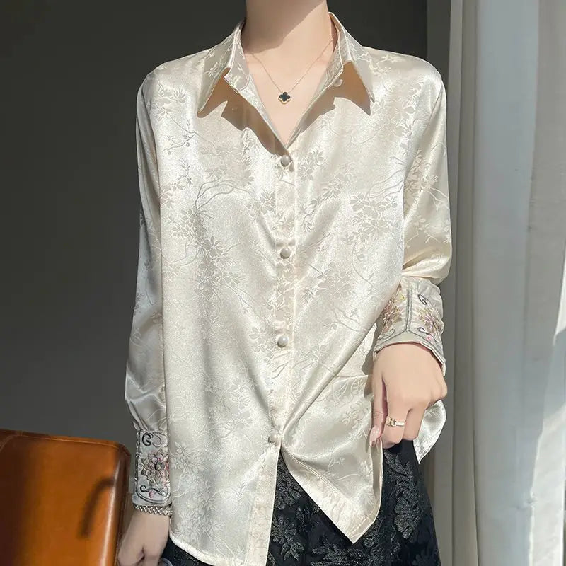 Spring Vintage Blouse Women Clothing Womens Tops Casual Shirt Fashion Clothes Long Sleeve Streetwear Autumn Elegant Ethnic Style