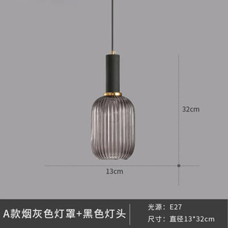 Dropshipping Glass Striped Pendant Lights Nordic Loft Dining Room Kitchen Fixtures Ceiling Pendant Lamp Home Decor Hanging Lamp
