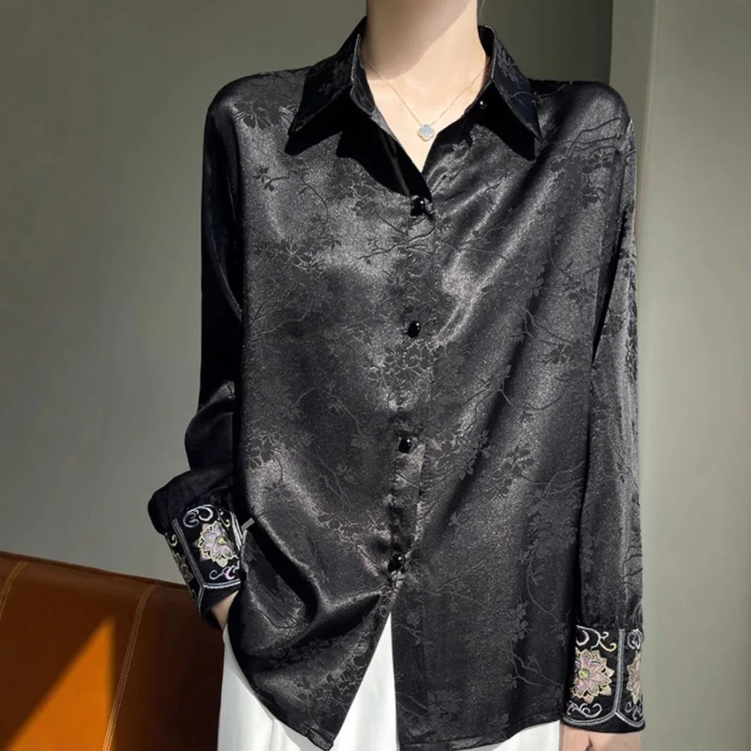 Spring Vintage Blouse Women Clothing Womens Tops Casual Shirt Fashion Clothes Long Sleeve Streetwear Autumn Elegant Ethnic Style