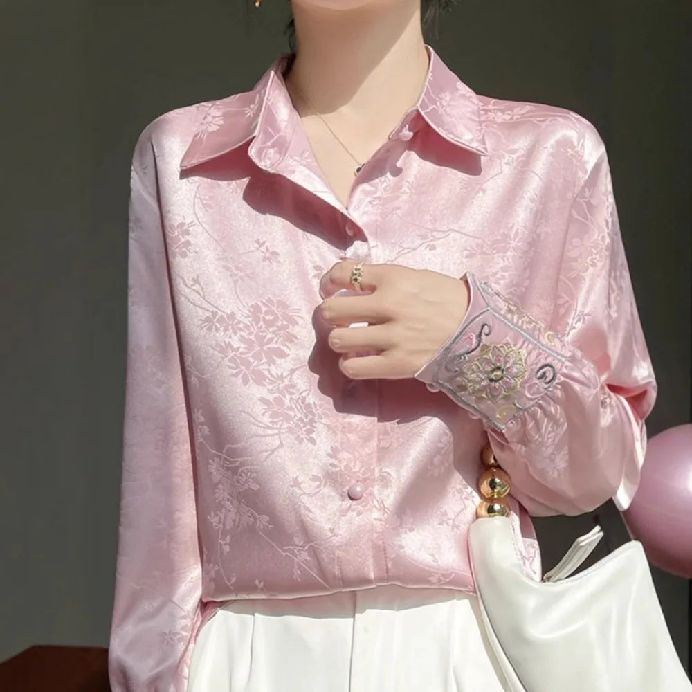 Spring Vintage Blouse Women Clothing Womens Tops Casual Shirt Fashion Clothes Long Sleeve Streetwear Autumn Elegant Ethnic Style