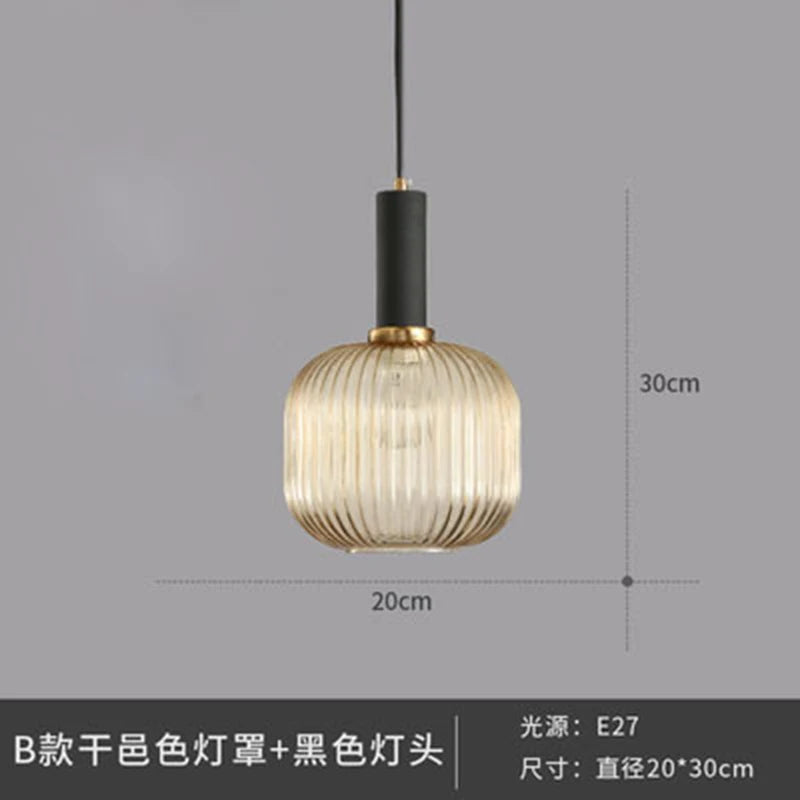 Dropshipping Glass Striped Pendant Lights Nordic Loft Dining Room Kitchen Fixtures Ceiling Pendant Lamp Home Decor Hanging Lamp