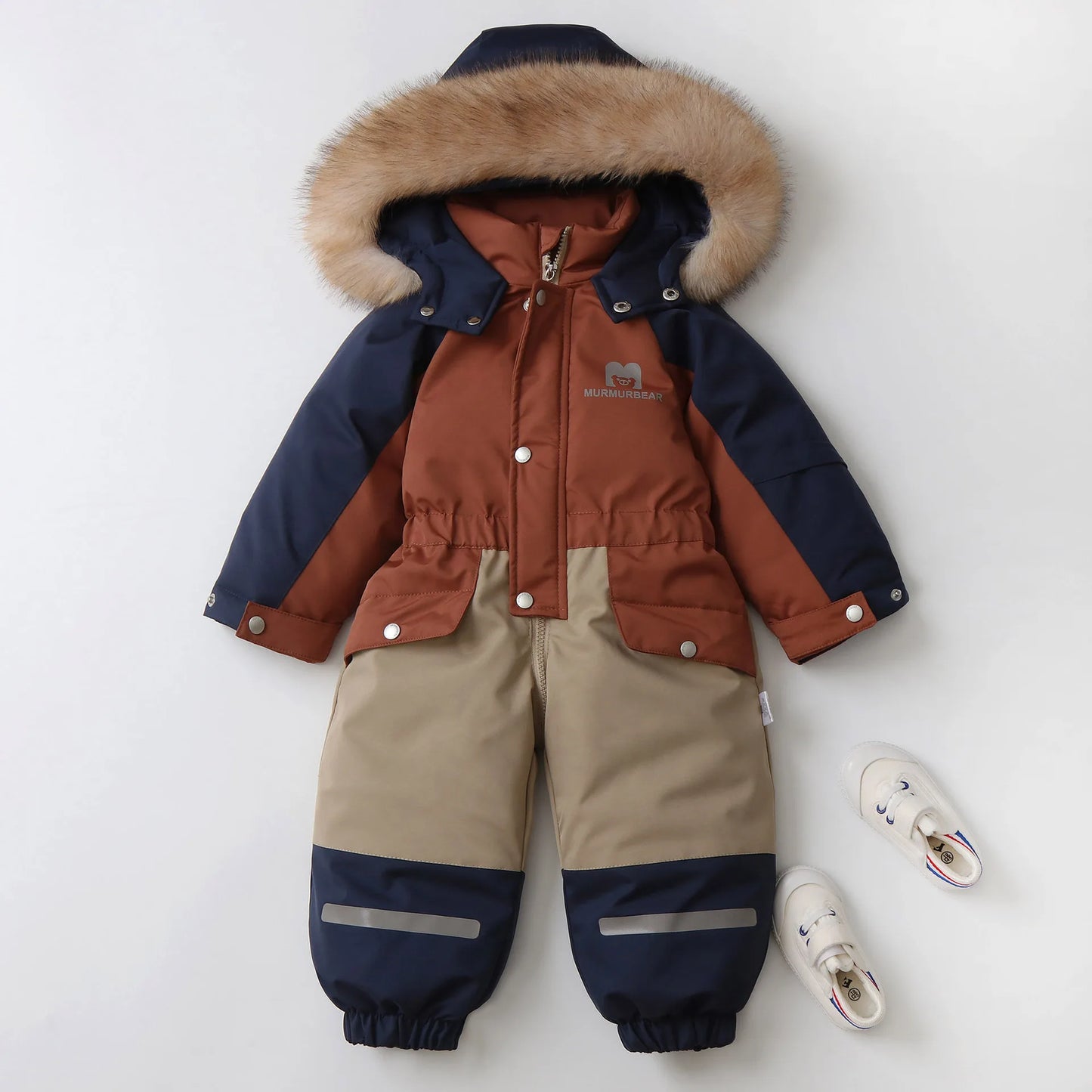 MILANCEL Winter Childrens Clothes Snowsuit Boys Fur Lining Overalls Thicken Kids Snowsuit Hooded Ski Suit Girls Warm Jumpsuit