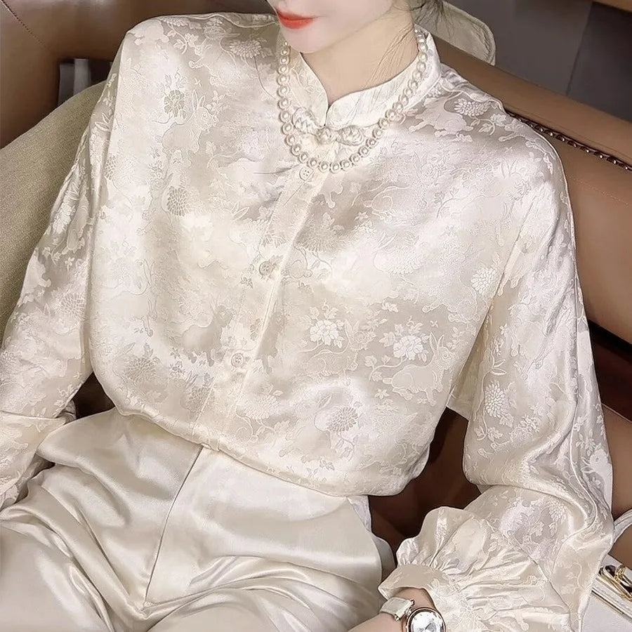 Spring Vintage Blouse Women Clothing Womens Tops Casual Shirt Fashion Clothes Long Sleeve Streetwear Autumn Elegant Ethnic Style