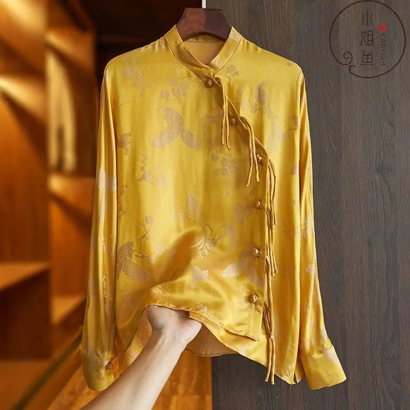 Spring Vintage Blouse Women Clothing Womens Tops Casual Shirt Fashion Clothes Long Sleeve Streetwear Autumn Elegant Ethnic Style