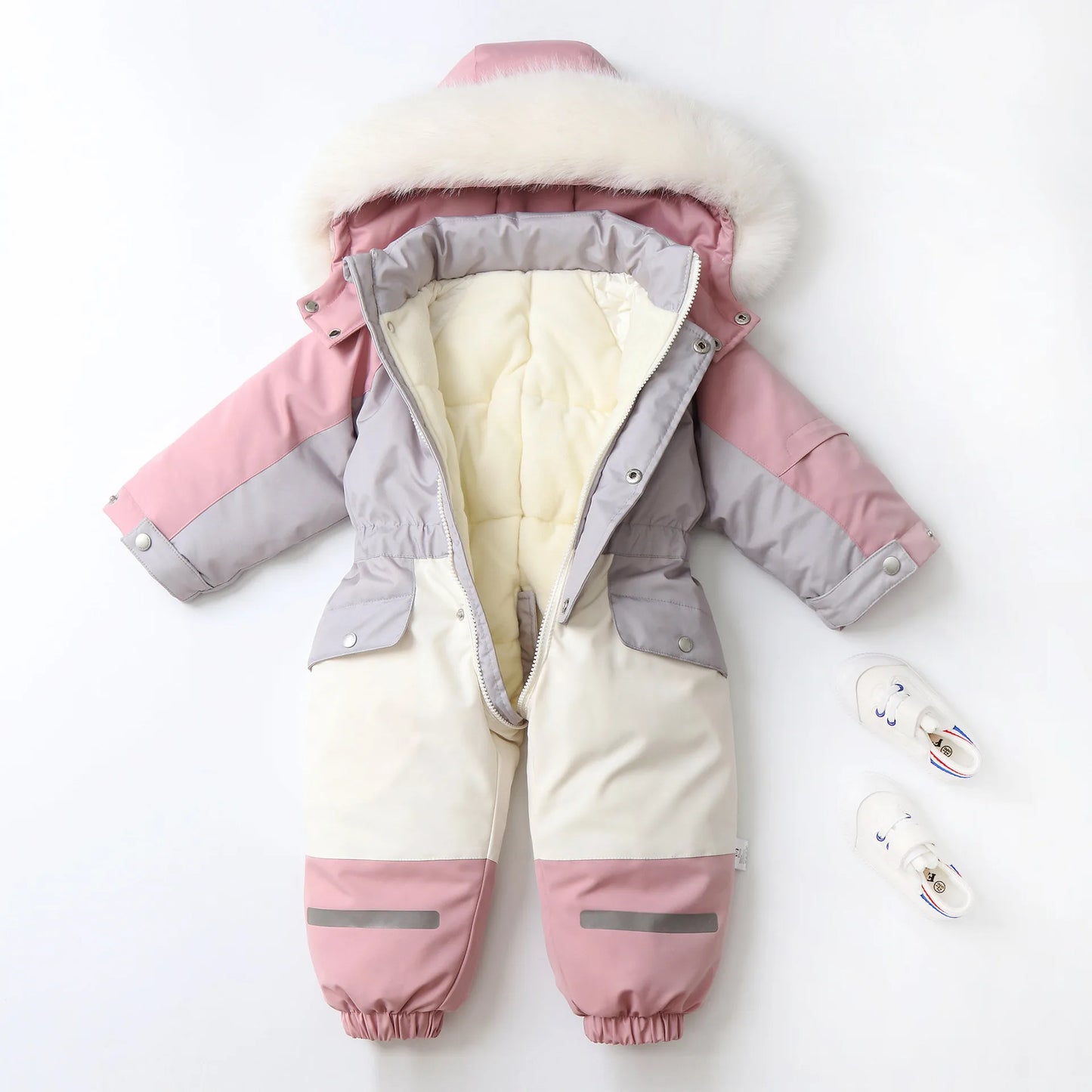 MILANCEL Winter Childrens Clothes Snowsuit Boys Fur Lining Overalls Thicken Kids Snowsuit Hooded Ski Suit Girls Warm Jumpsuit