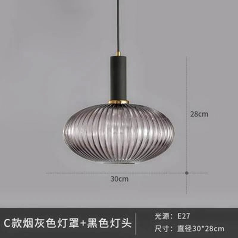 Dropshipping Glass Striped Pendant Lights Nordic Loft Dining Room Kitchen Fixtures Ceiling Pendant Lamp Home Decor Hanging Lamp